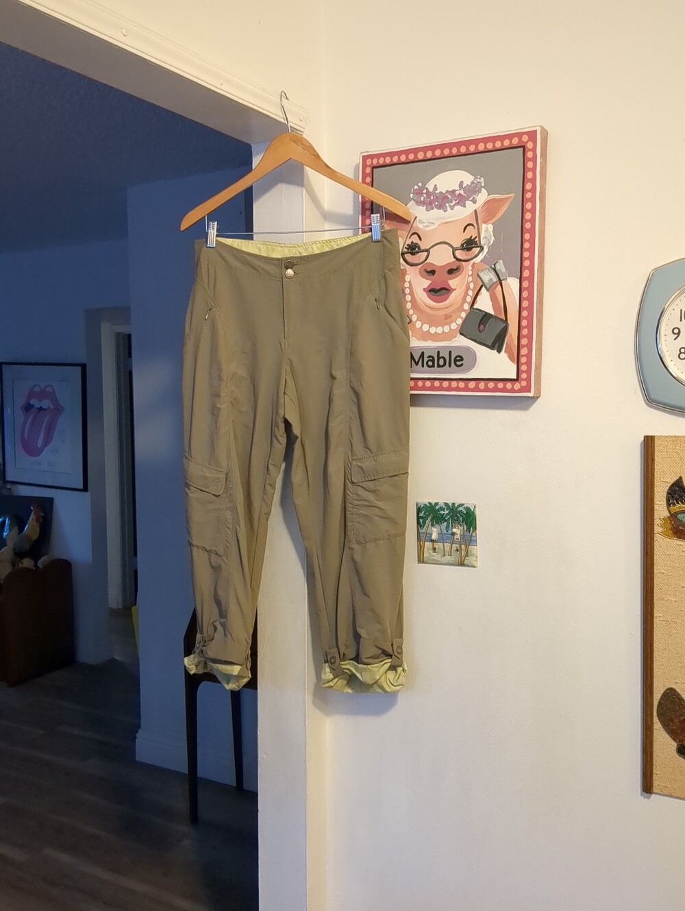 Columbia Roll-Up Cargo Hiking Pants Women's 10 Beige Khaki